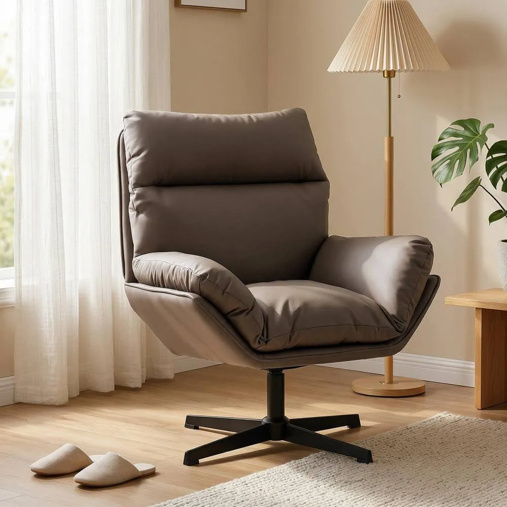 HOMCOM Accent Chair with 360° Swivel in Dark Brown 2