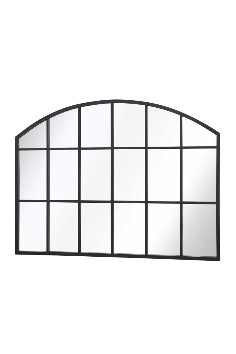 MirrorOutlet Black Framed Arched Wall Over Mantle Mirror 35" X 26" (90CM X 65CM) 4