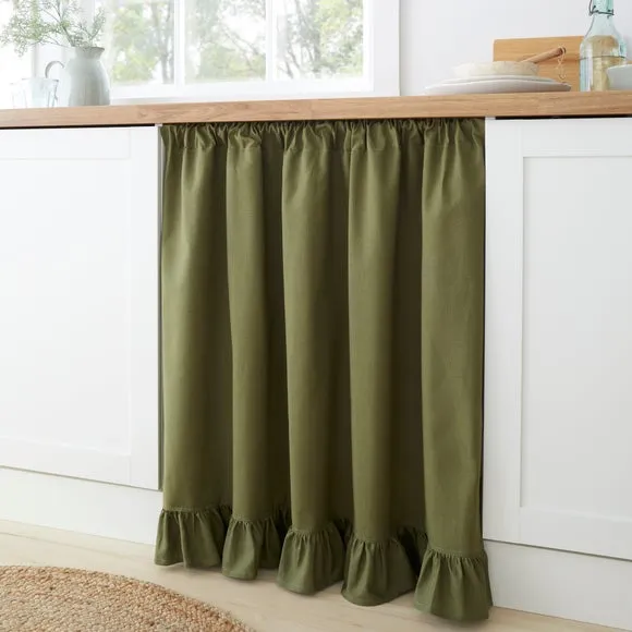 Frilled Slot Top Unlined Undercounter Curtain