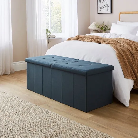 Faux Linen Bed Ottoman 1