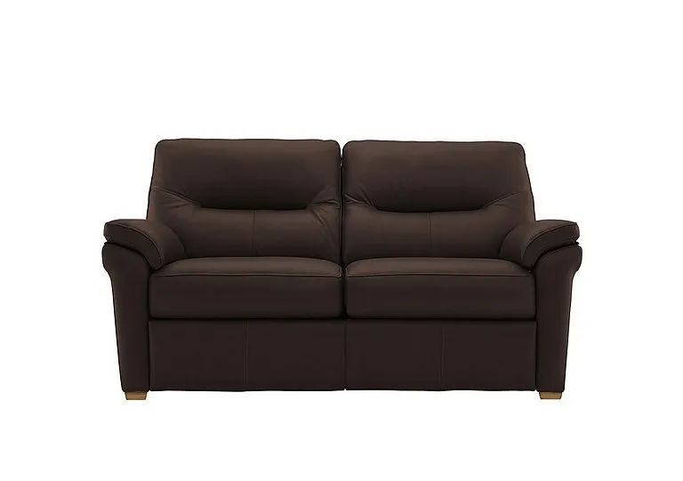 Seattle 2 Seater Leather Sofa with Wooden Feet - Capri Chocolate - Sofas and Armchairs - In Time for Christmas