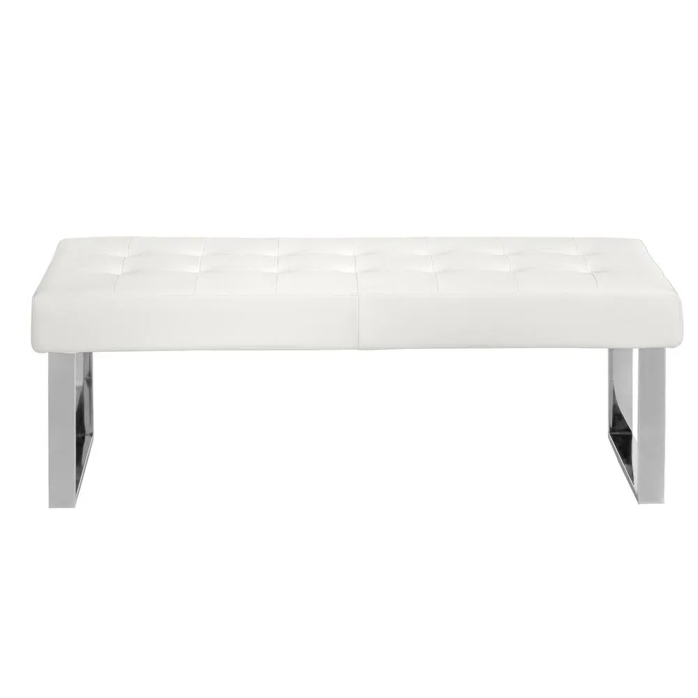 Angel Cerda White Leatherette Bench, 120x45x42 cm 2