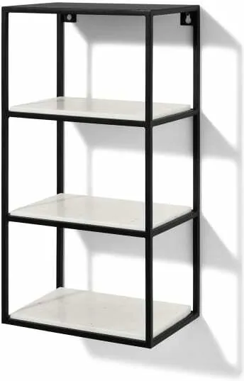Dordie 4-Tier Wall-Mounted Storage Shelf Unit, Marble & Metal