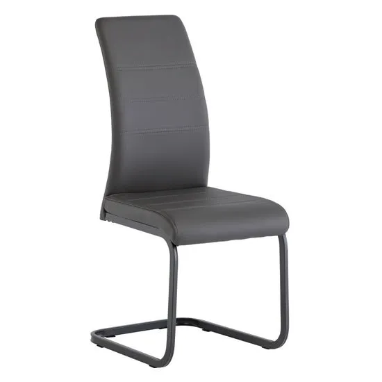 Michigan Leather Dining Chair In Grey