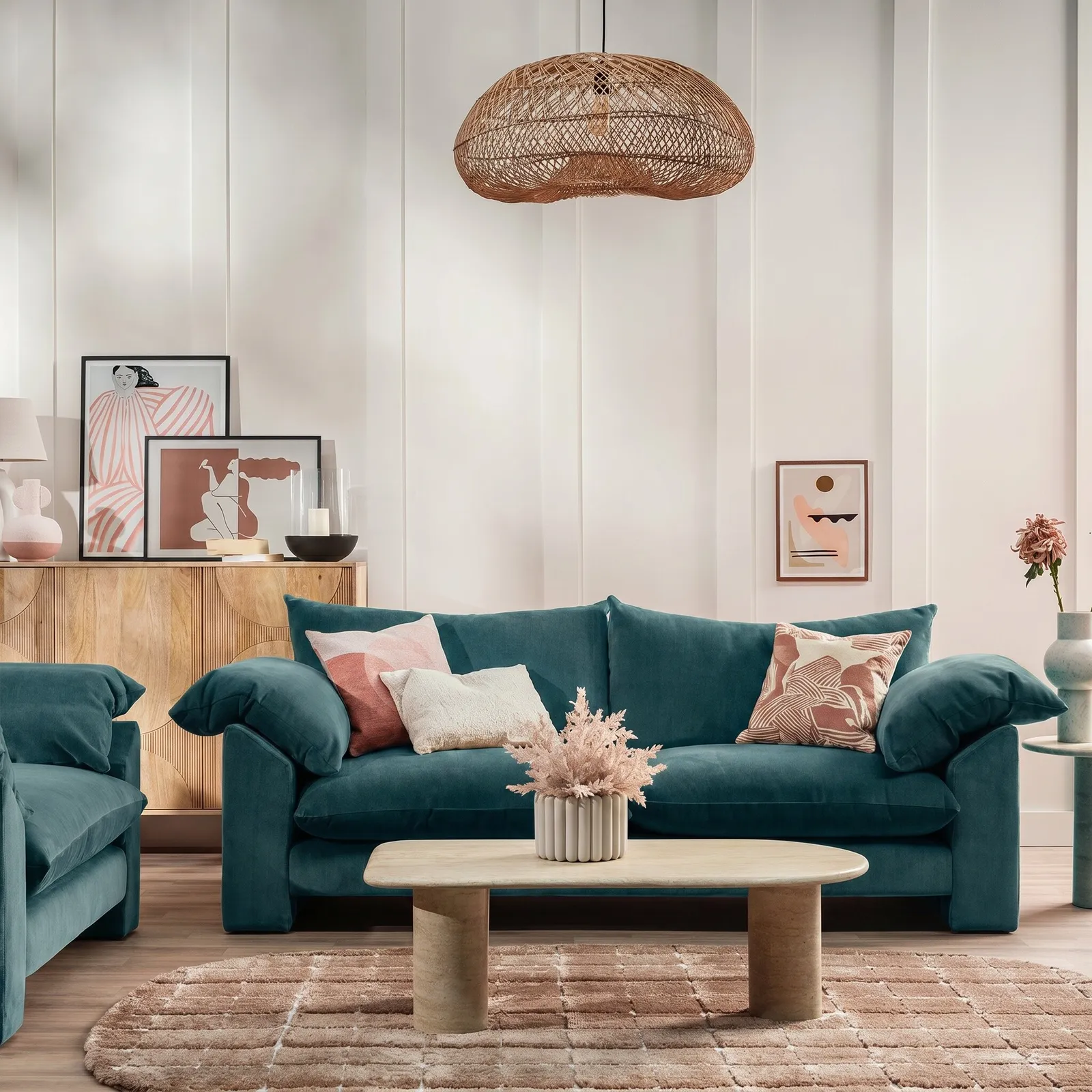 Hoxton Extra Large Sofa, Teal Fabric | Barker & Stonehouse 3