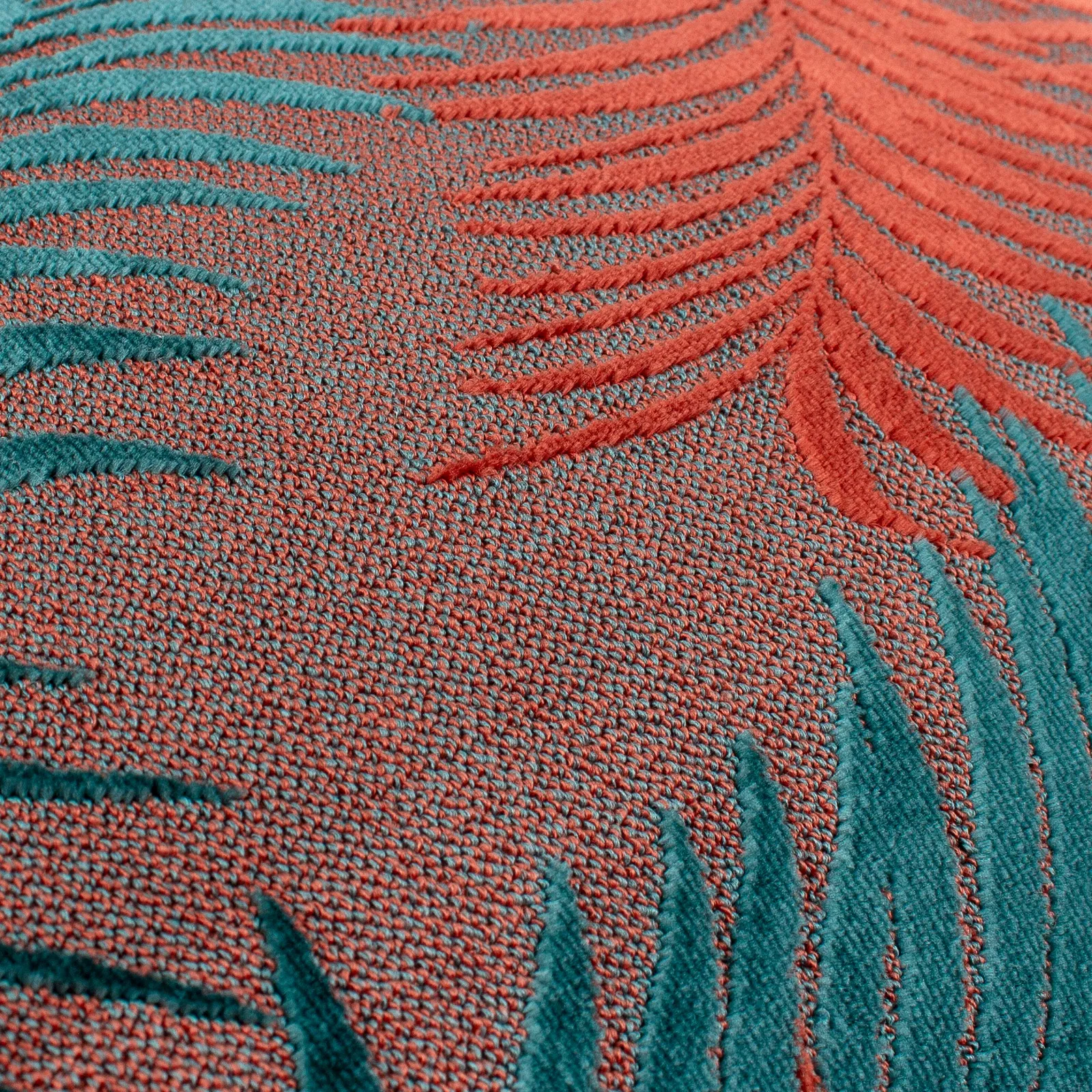 Paoletti Palm Grove Velvet Jacquard Fern Cushion in Burnt Orange 5