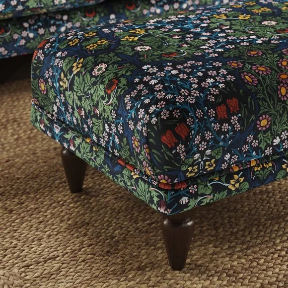 Jolene William Morris Blackthorn Print Velvet Footstool 3