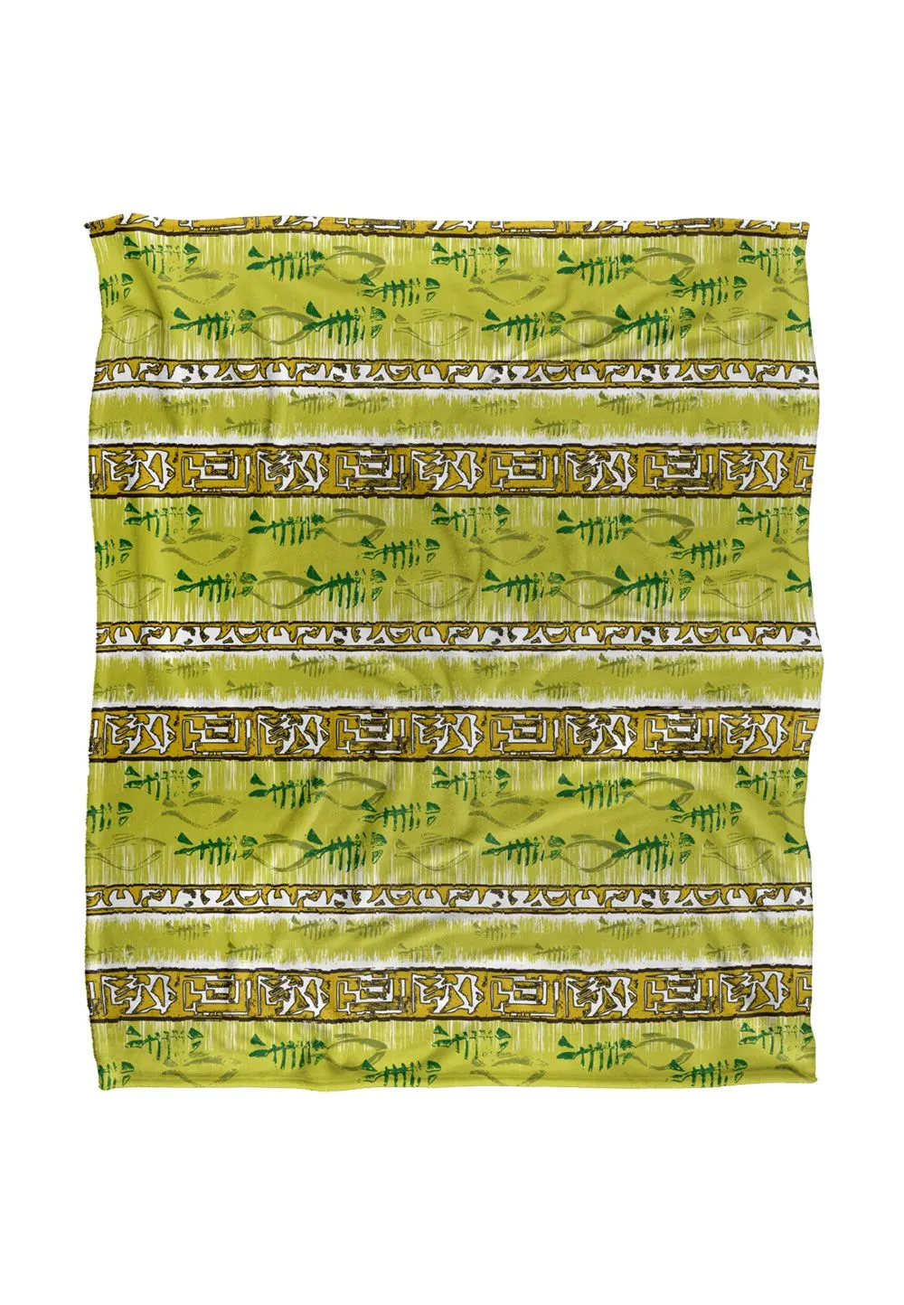 JQ Licensing Jl-Jp Tiki Tropical Yellow Pattern Silky Touch Super Soft Throw Blanket 152 X 127 cm in White