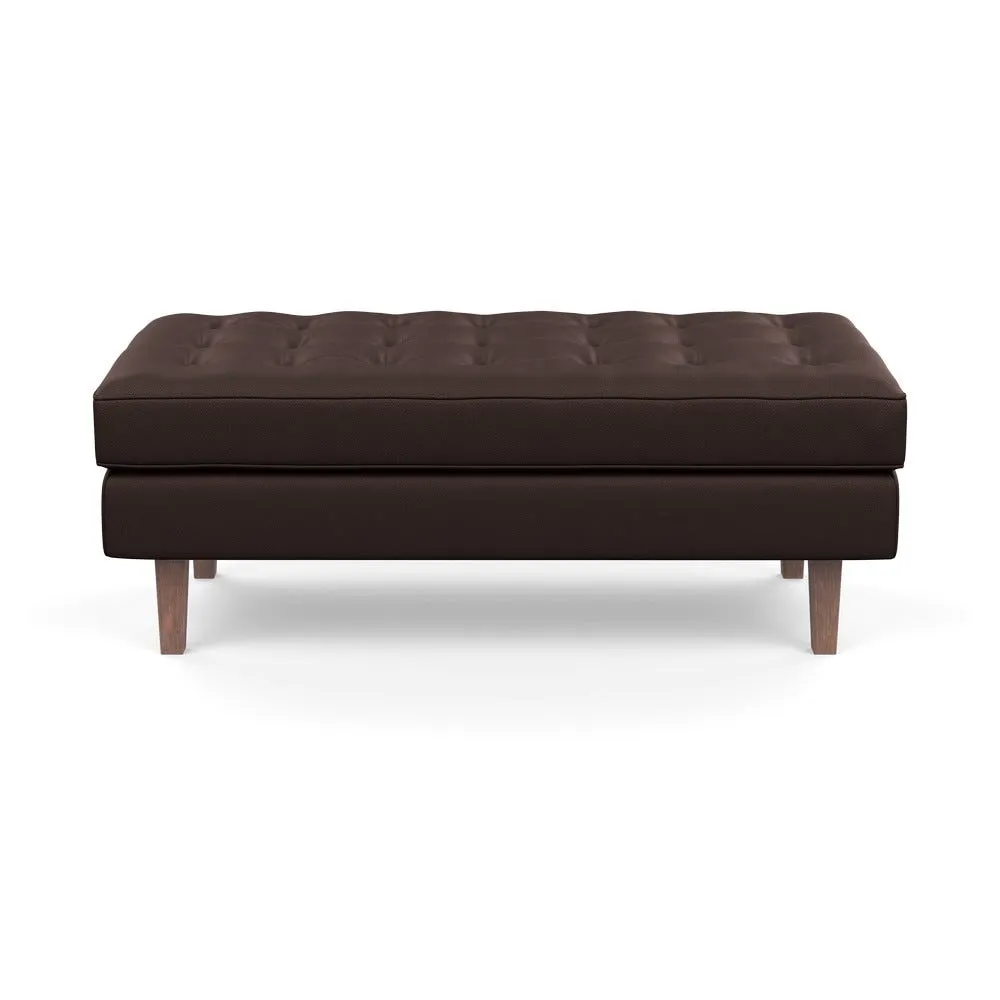 Heal's Hepburn Ottoman Leather Grain Chocolate 068 Walnut Feet 3