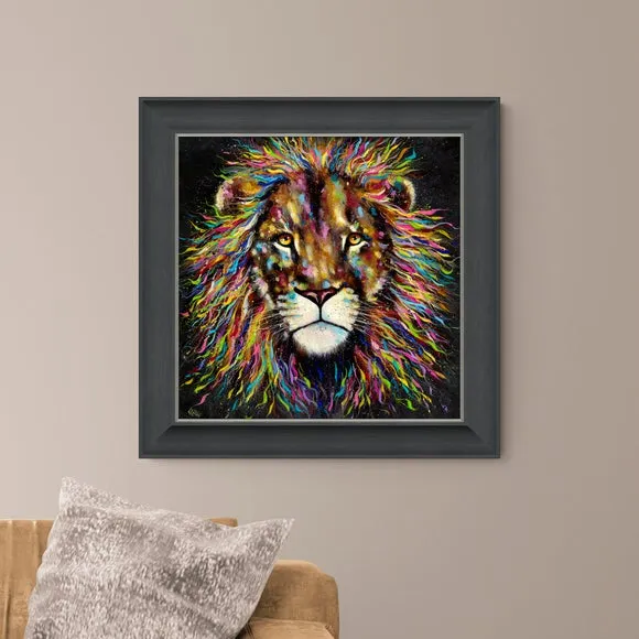 Artko Colourful Lion by Louise Luton Framed Print
