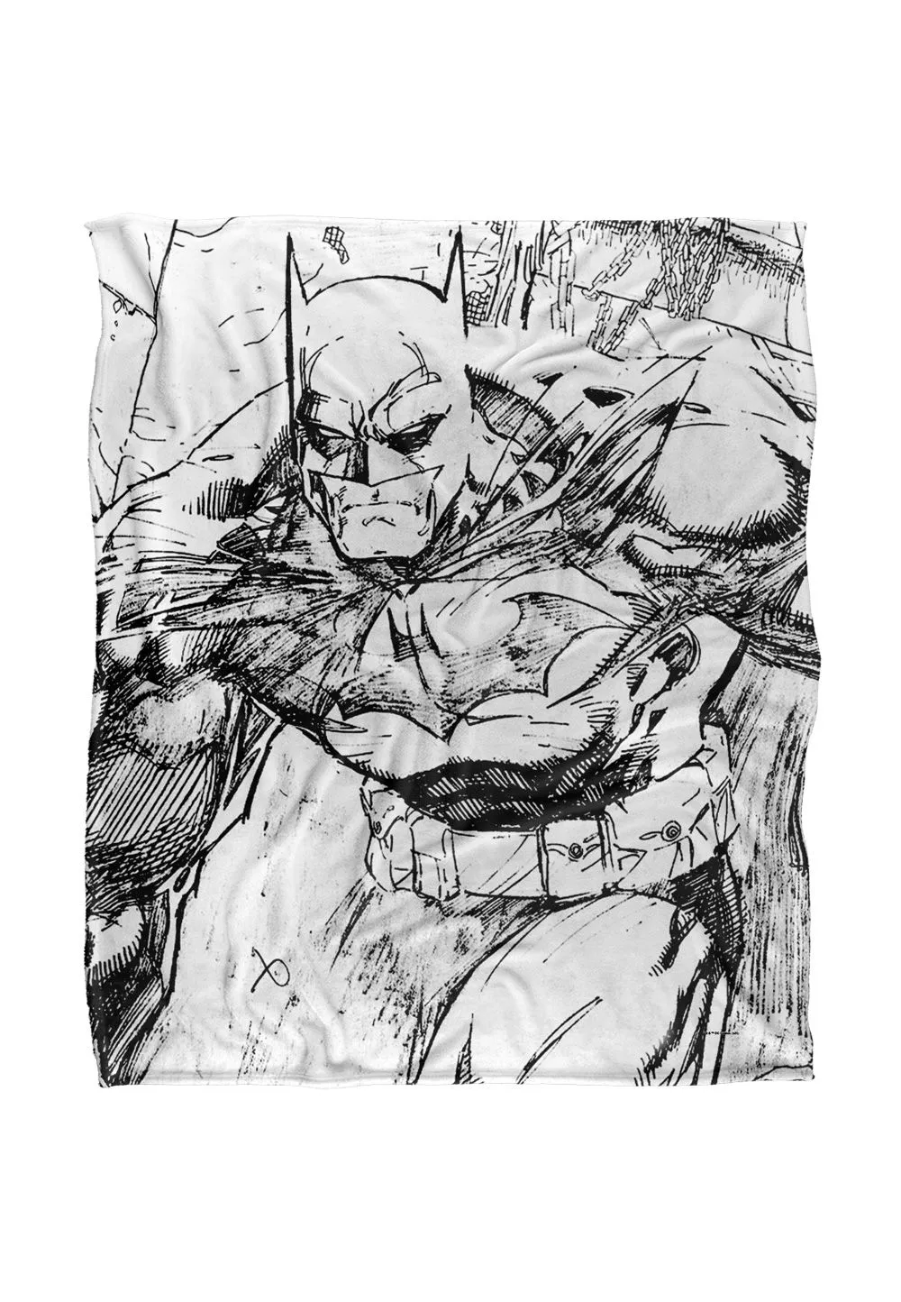 Batman Pencils Officially Licensed Silky Touch Super Soft Throw Blanket 152x127 cm in White