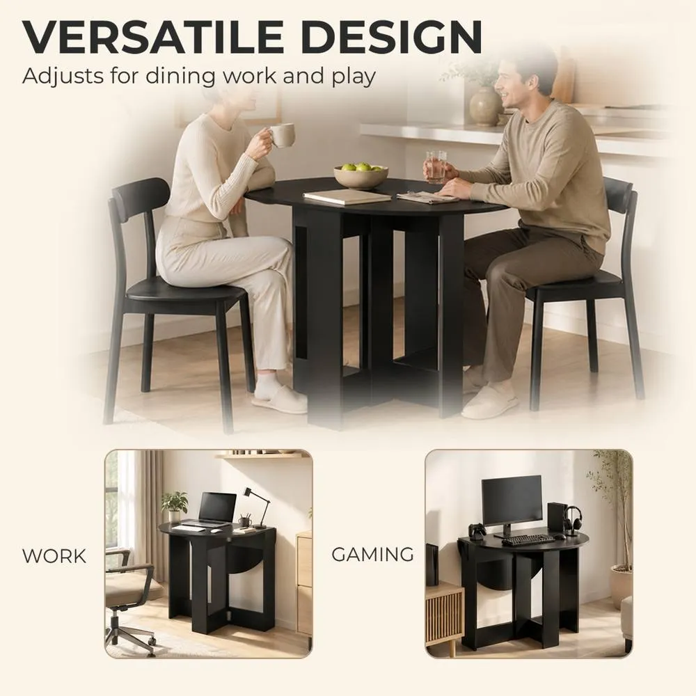 HOMCOM Drop-Leaf Folding Dining Table with Foldable Leaves, Kitchen, Black 6