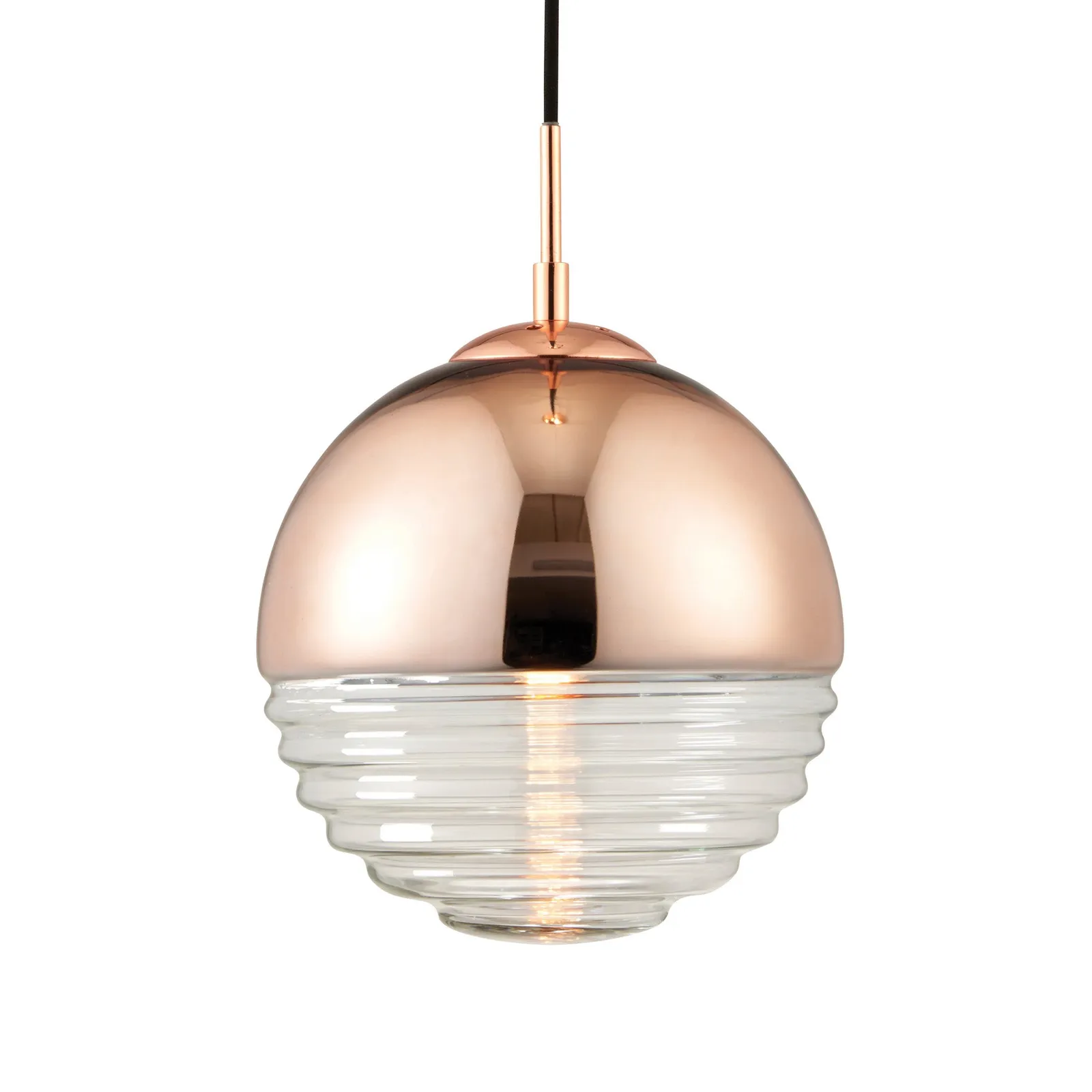 Endon Paloma Ribbed Glass Ceiling Fitting Brown, Pink and Clear
