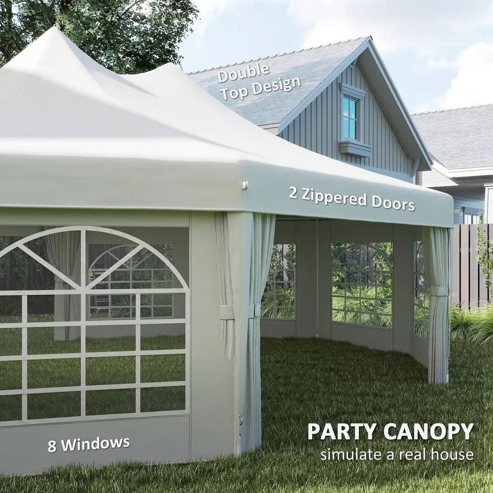 OUTSUNNY 10 Sides Heavy Duty Tent Gazebo Outdoor Party Wedding Event Marquee in White 5