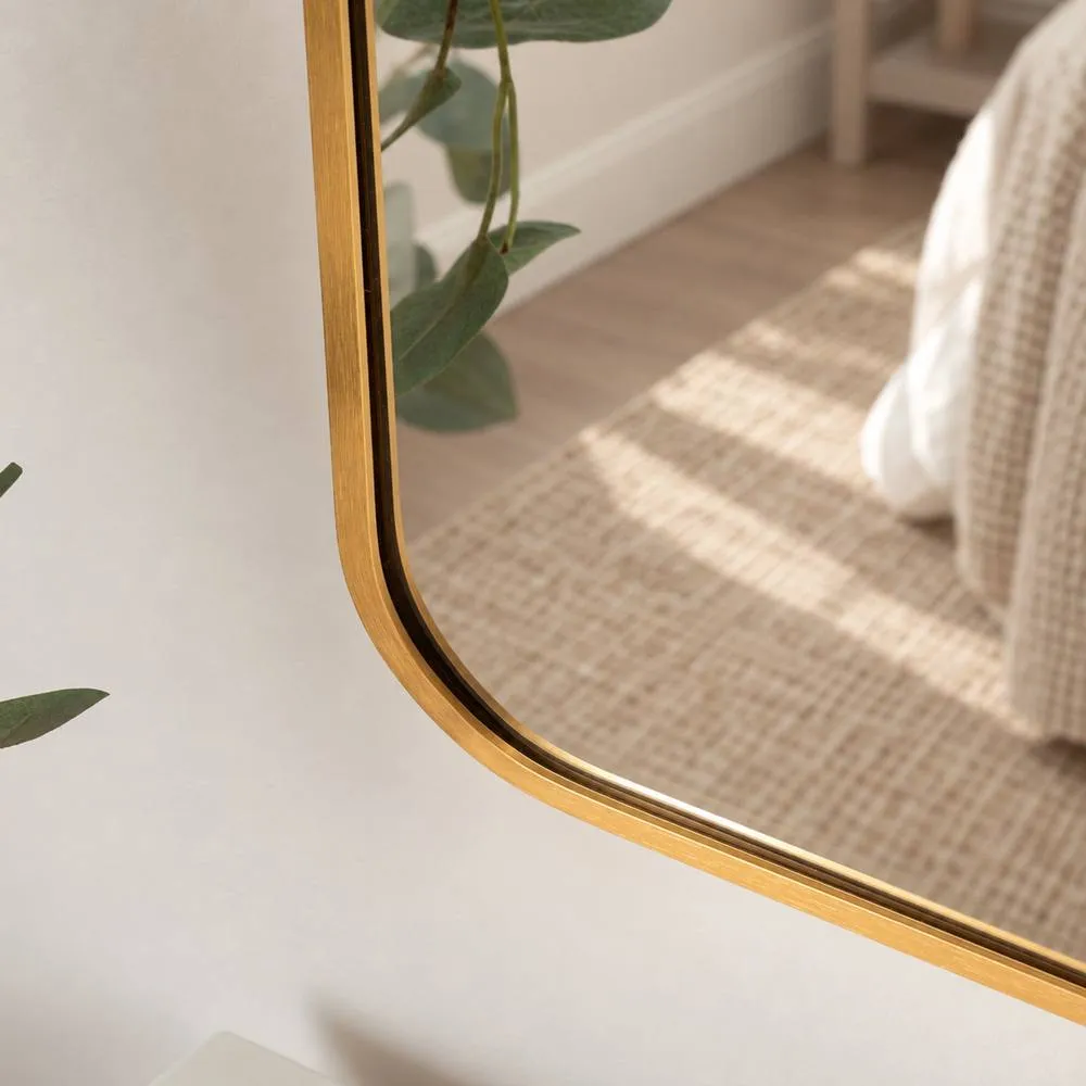 Melody Maison Large Gold Curved Arched Wall Mirror - 110cm X 90cm 3