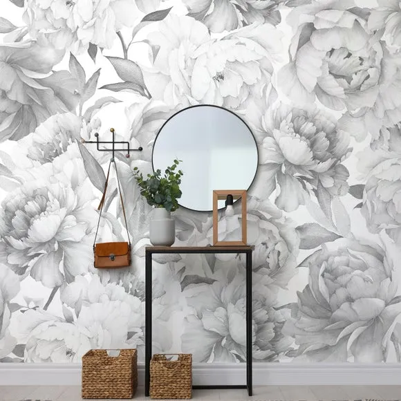 Tonal Peony Floral Wall Mural 3