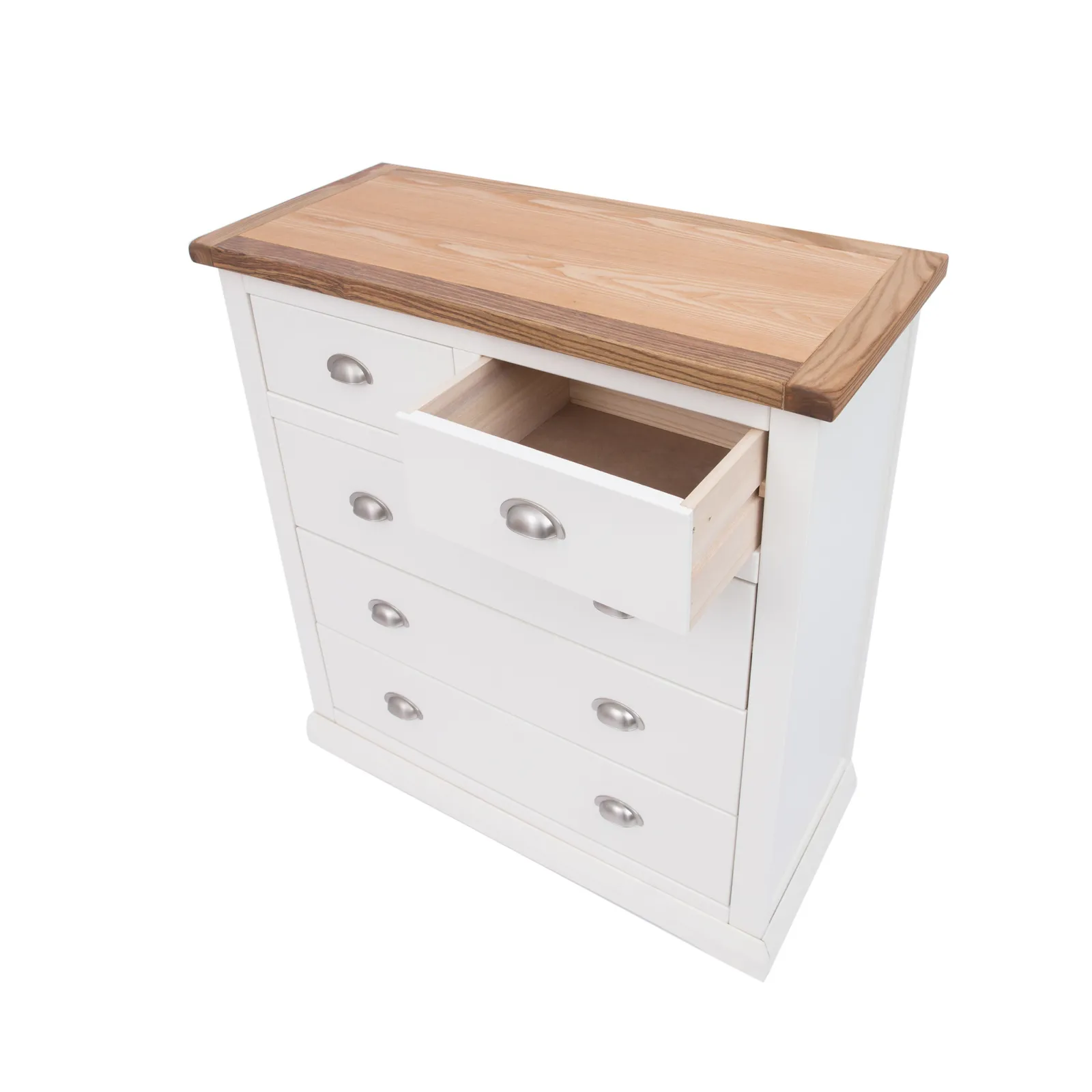 Cabinet Bits Cosenza 5 Drawer Chest of Drawers Chrome Cup Handle in Off-White 4
