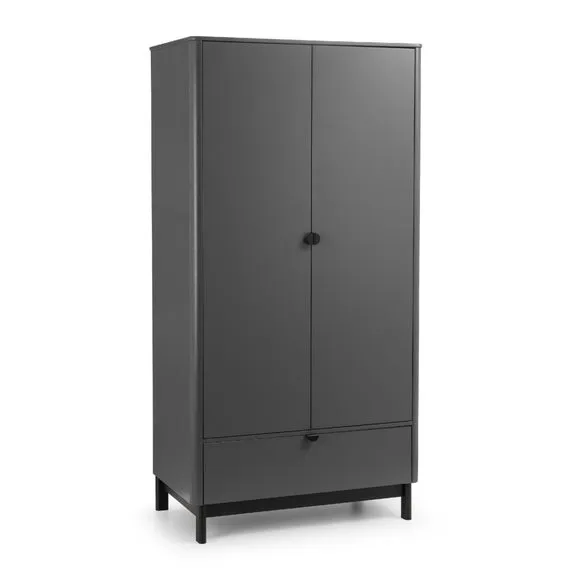 Chloe Double 1 Drawer Wardrobe, Grey 3