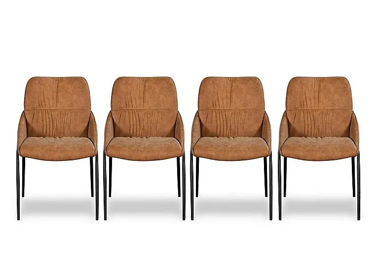 Pien Set of 4 Faux Leather Dining Chairs with Metal Legs - In Time for Christmas