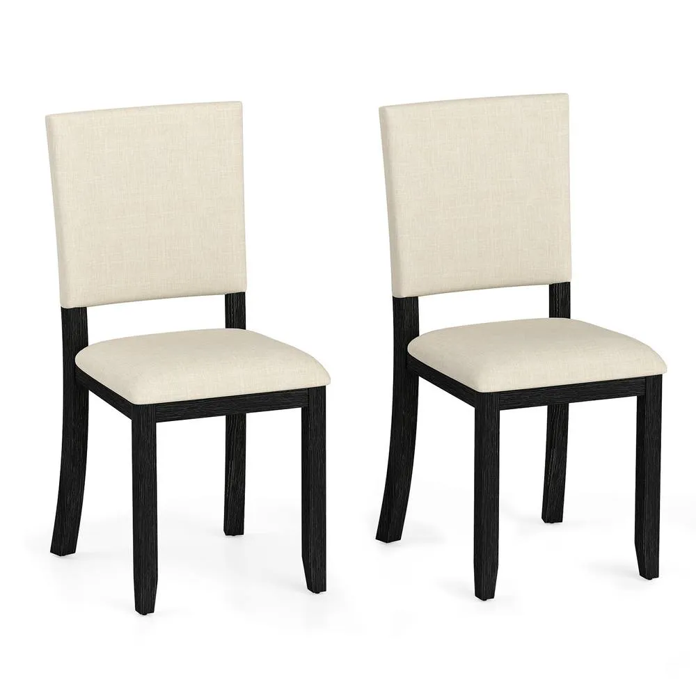 Costway Upholstered Dining Chairs Set of 2 with Soft Padded Seat-Beige in Beige