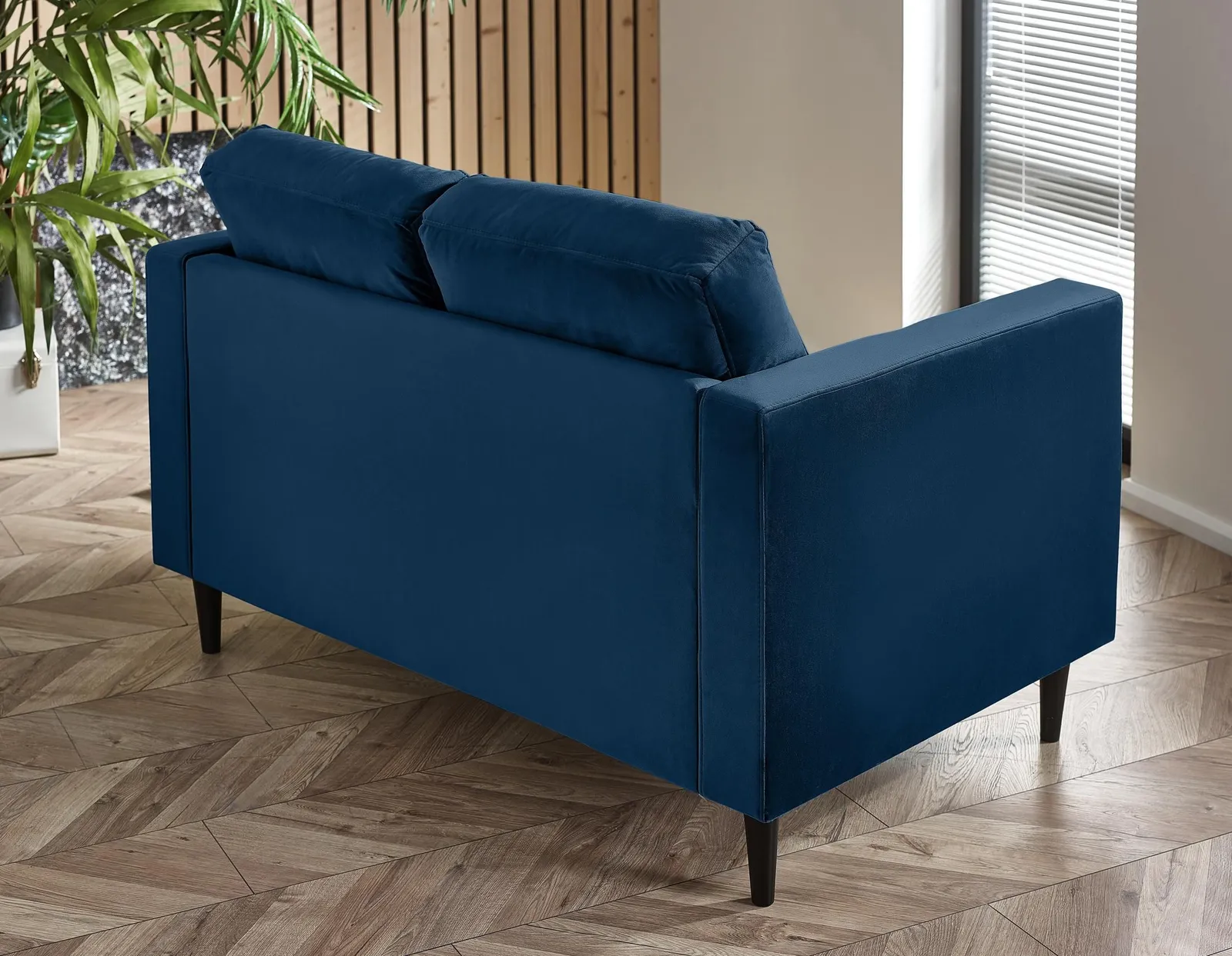 FurnitureboxUK Jade 2-Seater Soft Touch Velvet Sofa With Solid Wood Frame in Navy 3