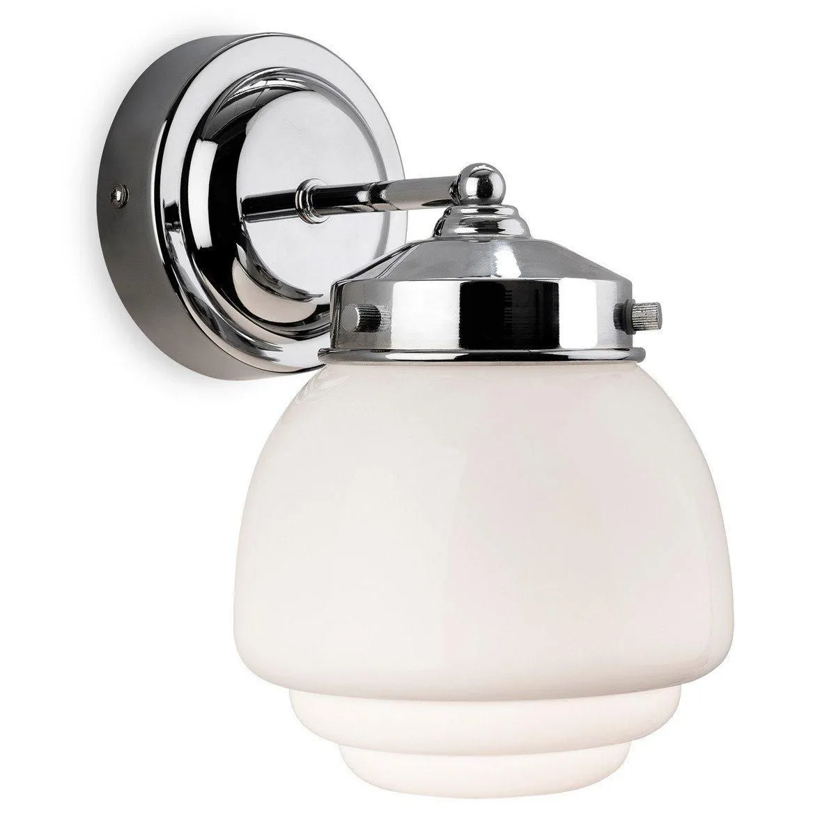Netlighting Art 1 Light Bathroom Indoor Wall Light Chrome Opal White Glass IP44 E27 in Clear