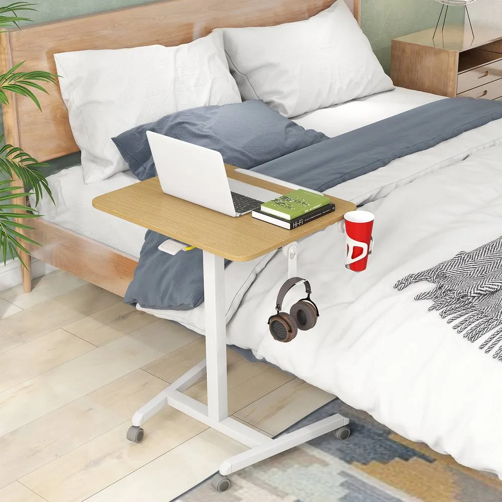 Costway Foldable Mobile Standing Desk Rolling Laptop Desk-Natural in Natural 2