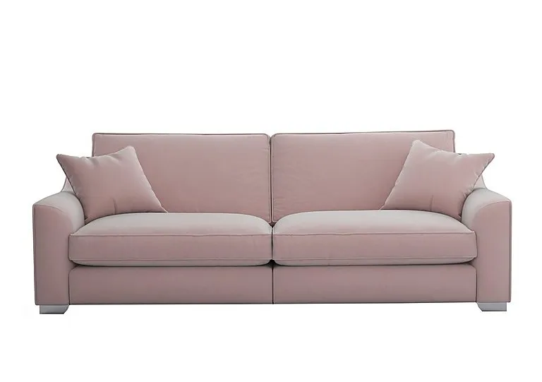 Isobel 4 Seater Fabric Fibre Fill Sofa - Cotton Candy with Chrome Feet