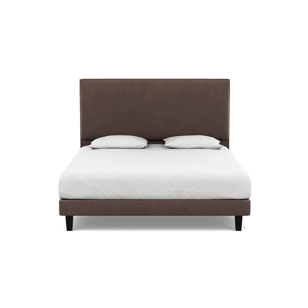Heal's Shallow Divan Super King Smart Velvet Mouse Dark Solid Wood 1