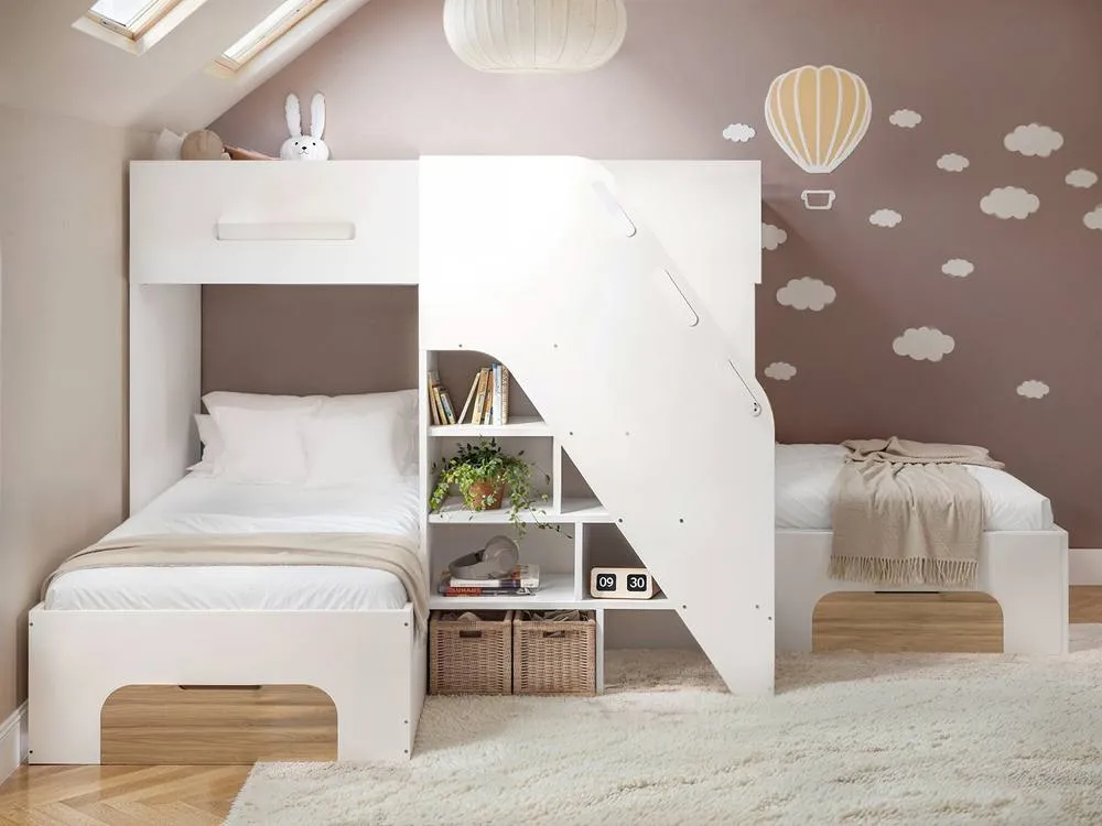 Flair Mason Staircase Triple Sleeper Bed with Storage in Light Oak 2