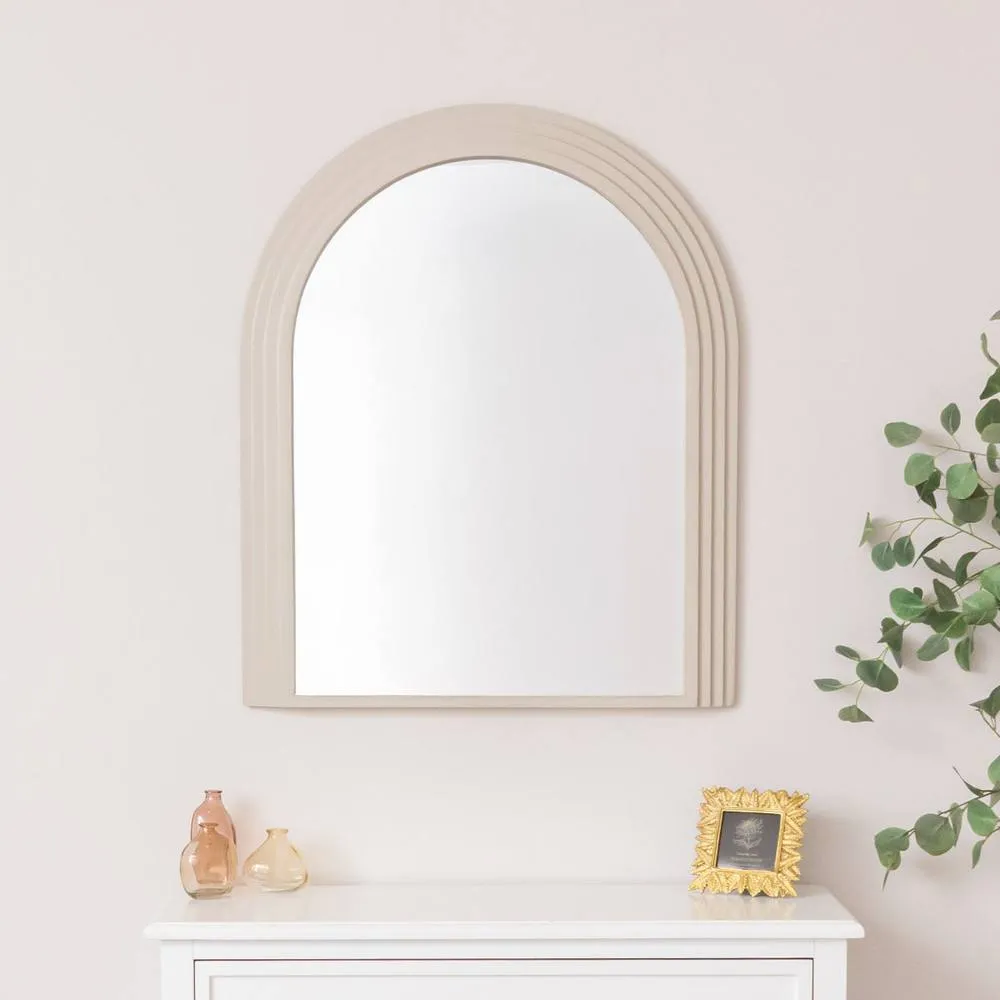 Melody Maison Large Beige Arched Wall Mirror - 90cm X 75cm 2