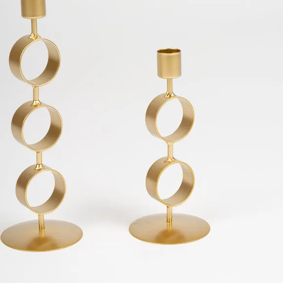 Set of 2 Gold Circular Candle Holders 3