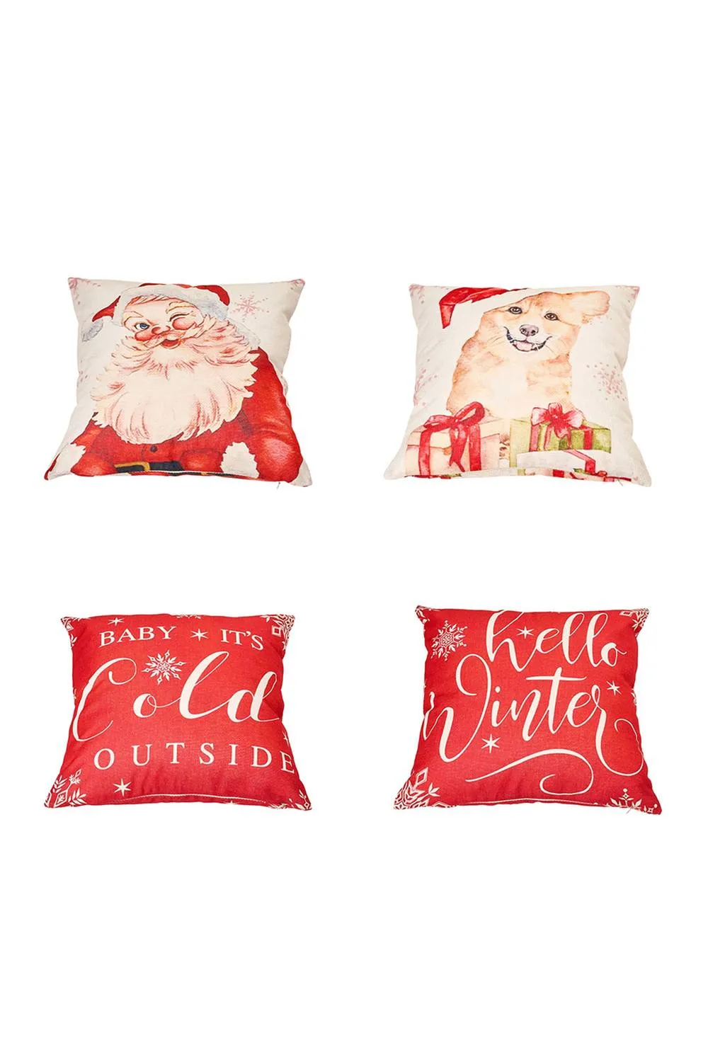 Living and Home Christmas Themed Decorative Pillow Case with Festive Motifs