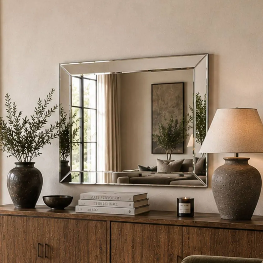 Yearn Mirrors Contemporary Angled Wall Mirror 120x80cm in Clear 2
