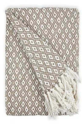 New Edge Blinds NewEdgeBlinds Stockholm Collection Recycled Cotton Throw in Taupe (90" x 100")
