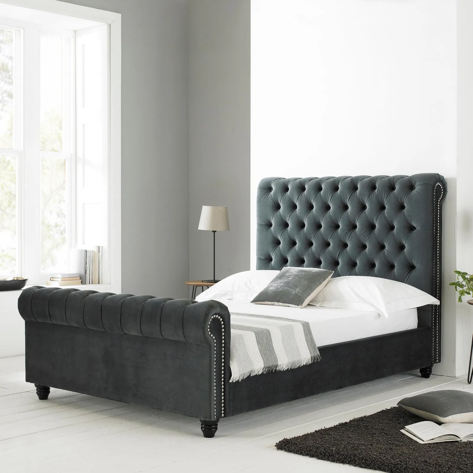 Paris Scrolled Bed Frame Dark Grey