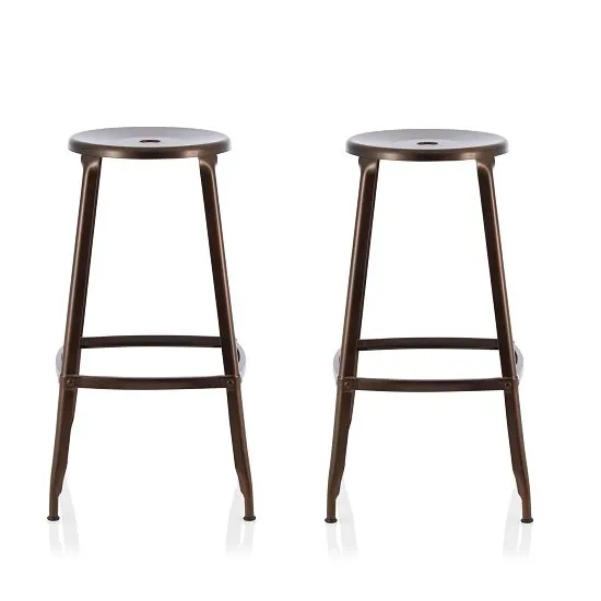 Bryson 66cm Metal Bar Stools In Antique Bronze In A Pair