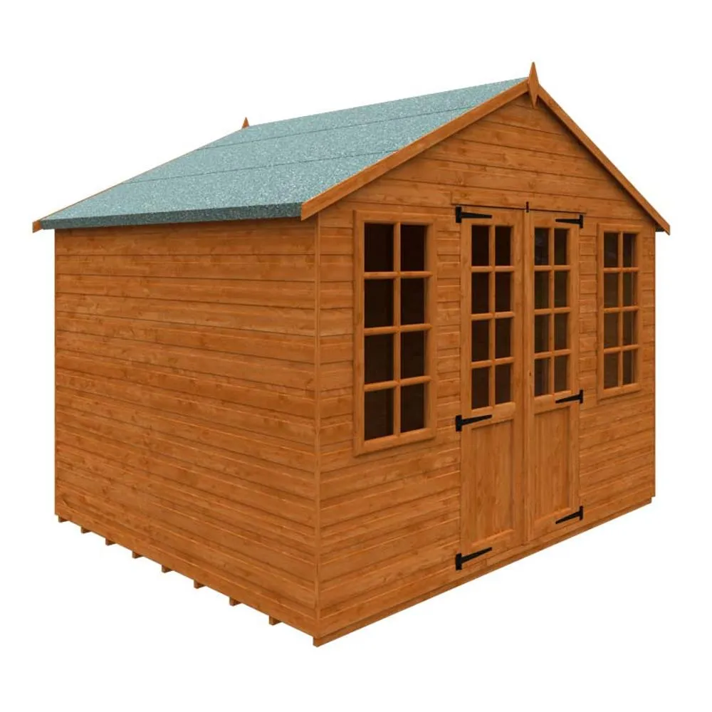 Buttercup Farm 8 x 10 Feet Summerhouse 12mm Shed - L235 x W295 x H257.7 cm in Burnt Orange