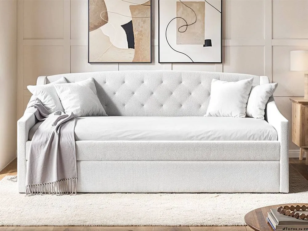 Flair Aurora Boucle Daybed with Trundle in White