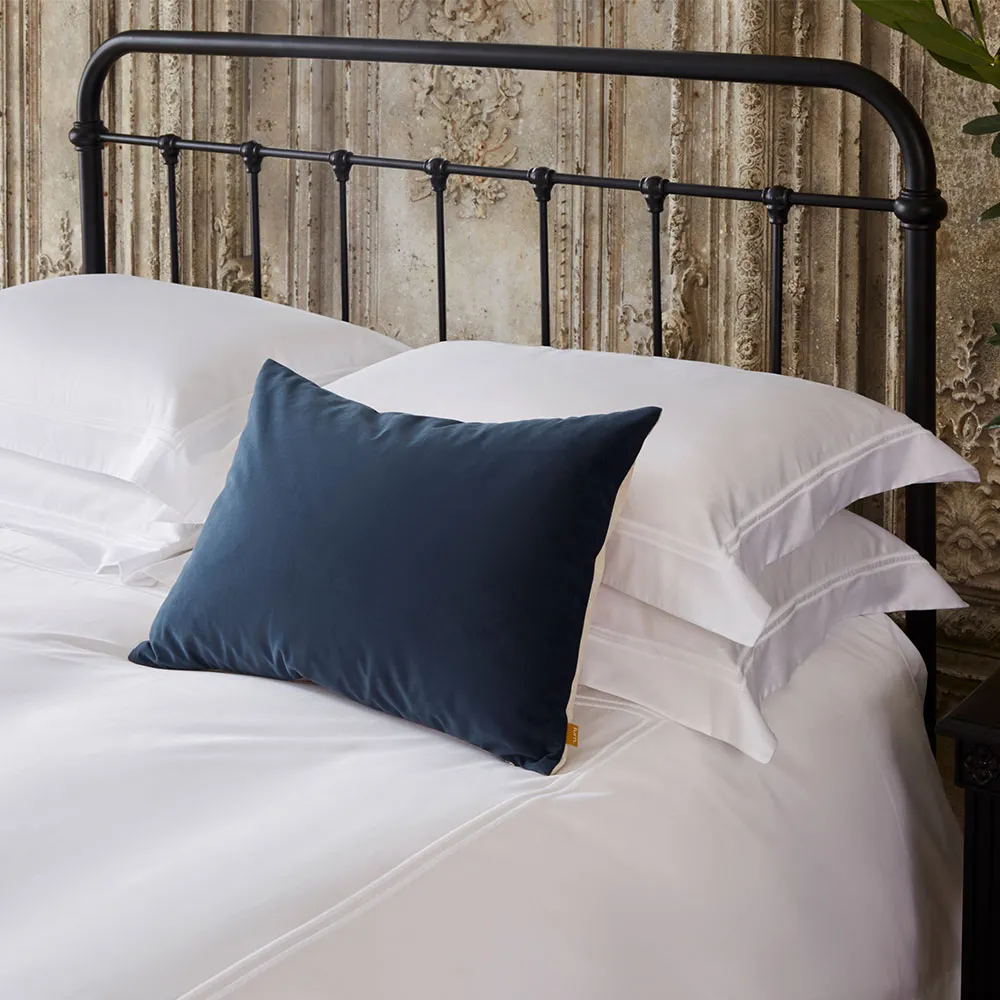 Ava Velvet Cushion - Slate Blue