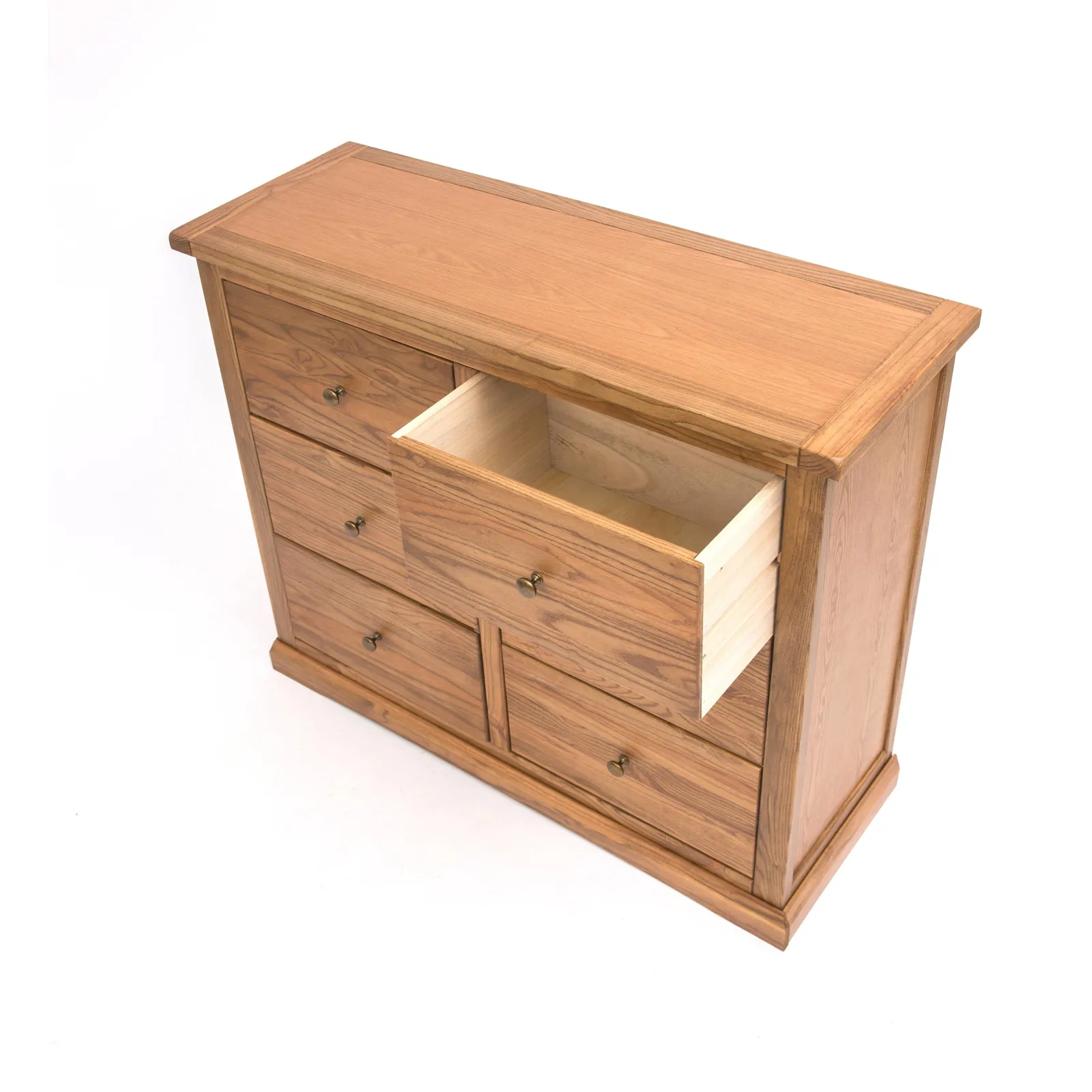 Cabinet Bits Salerno 6 Drawer Chest of Drawers Brass Knob in Natural 4