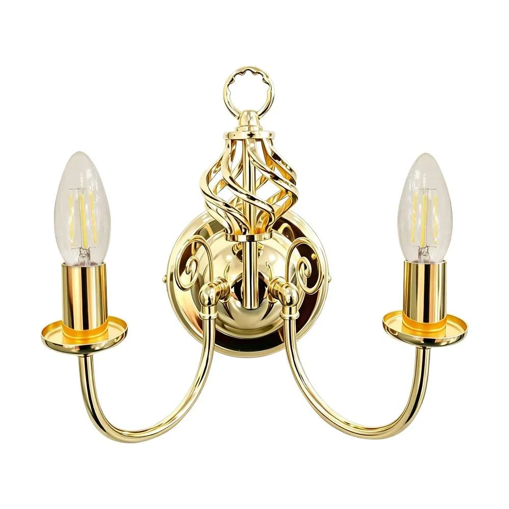 First Choice Lighting Barley Twist - Polished Brass Wall Light in Gold