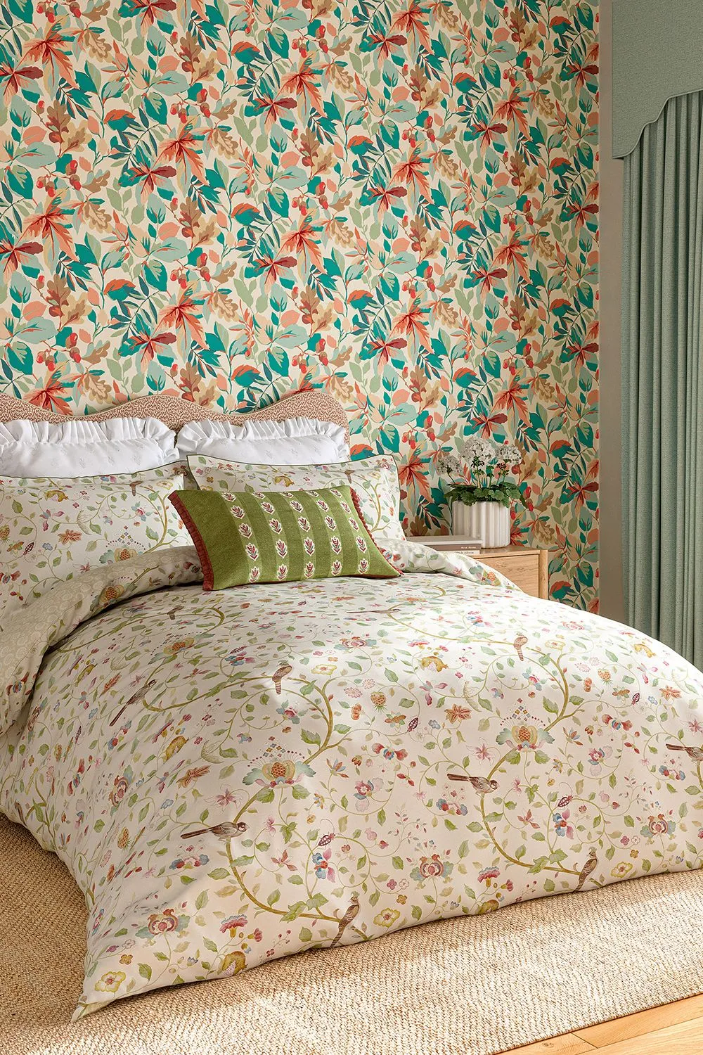 Sanderson 'Arils Garden' Cotton Duvet Cover Set in Olive