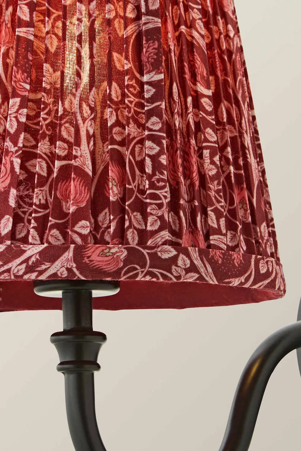 ValueLights Lowe Floral Pleated Shade Metal Portable Rechargeable Wall Light in Light Red 4