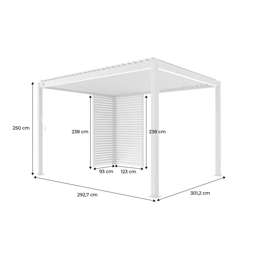 sweeek Louvered pergola Triomphe 3x4m + louvers 100cm + louvers 130cm in White 5