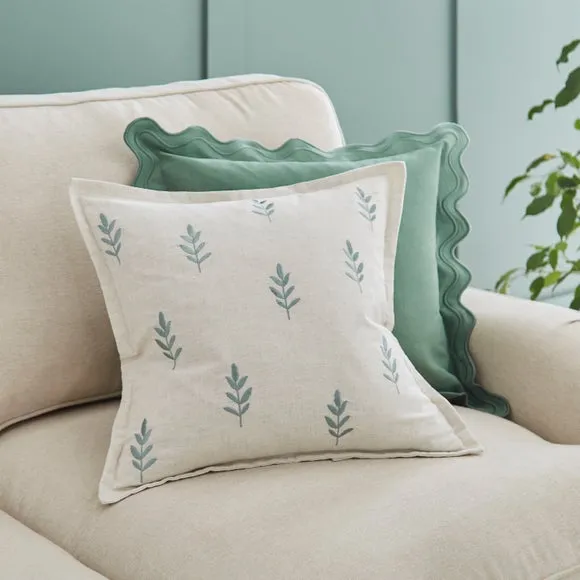 Embroidered Harper Stem Square Cushion Cover