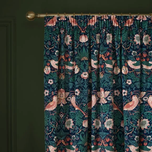 William Morris At Home Strawberry Thief Pencil Pleat Curtains