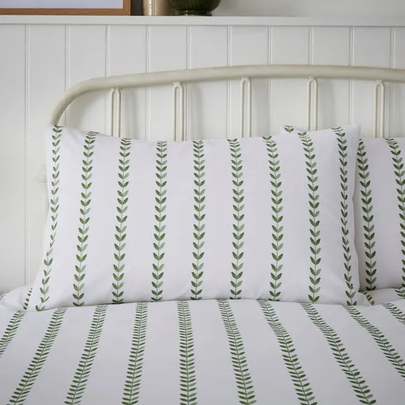 Trailing Leaf Stripe 100% Cotton Duvet Cover & Pillowcase Set 3