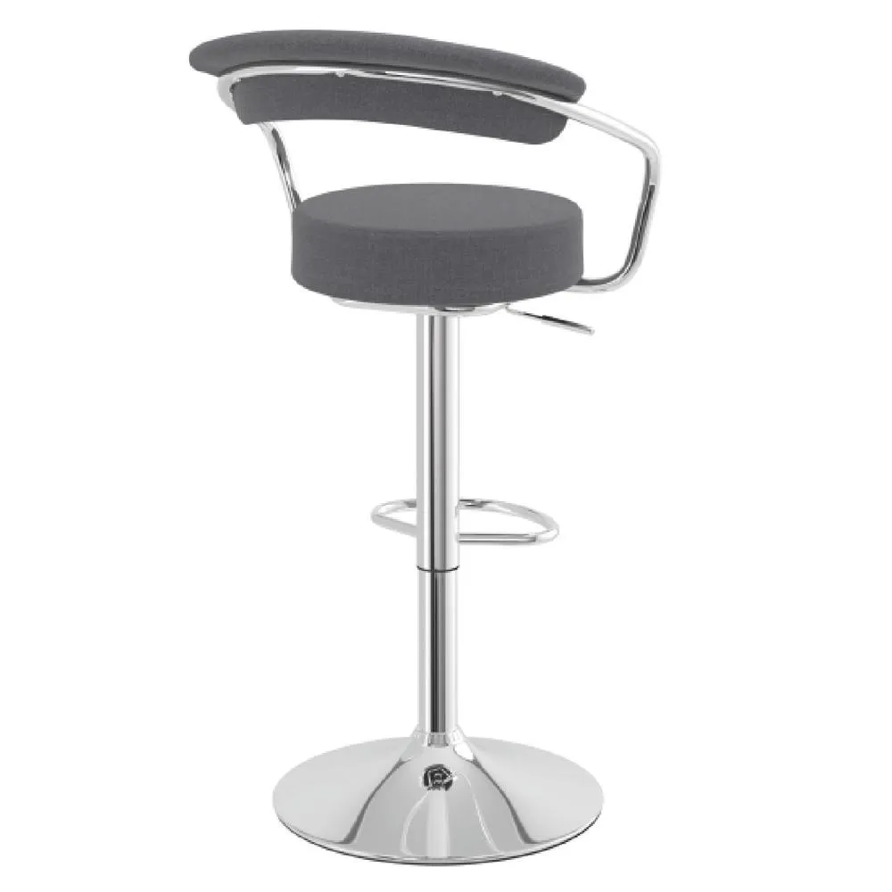 netfurniture Pinnacle Fabric Padded Breakfast Bar Stool Adjustable Height with Arms in Grey 4