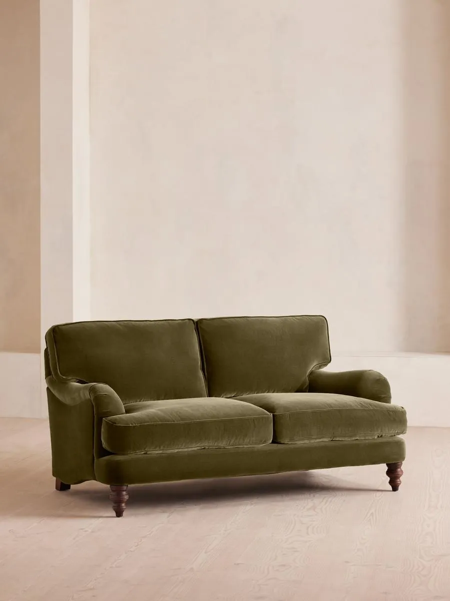 Arundel Two Seater Sofa, Velvet, Olive